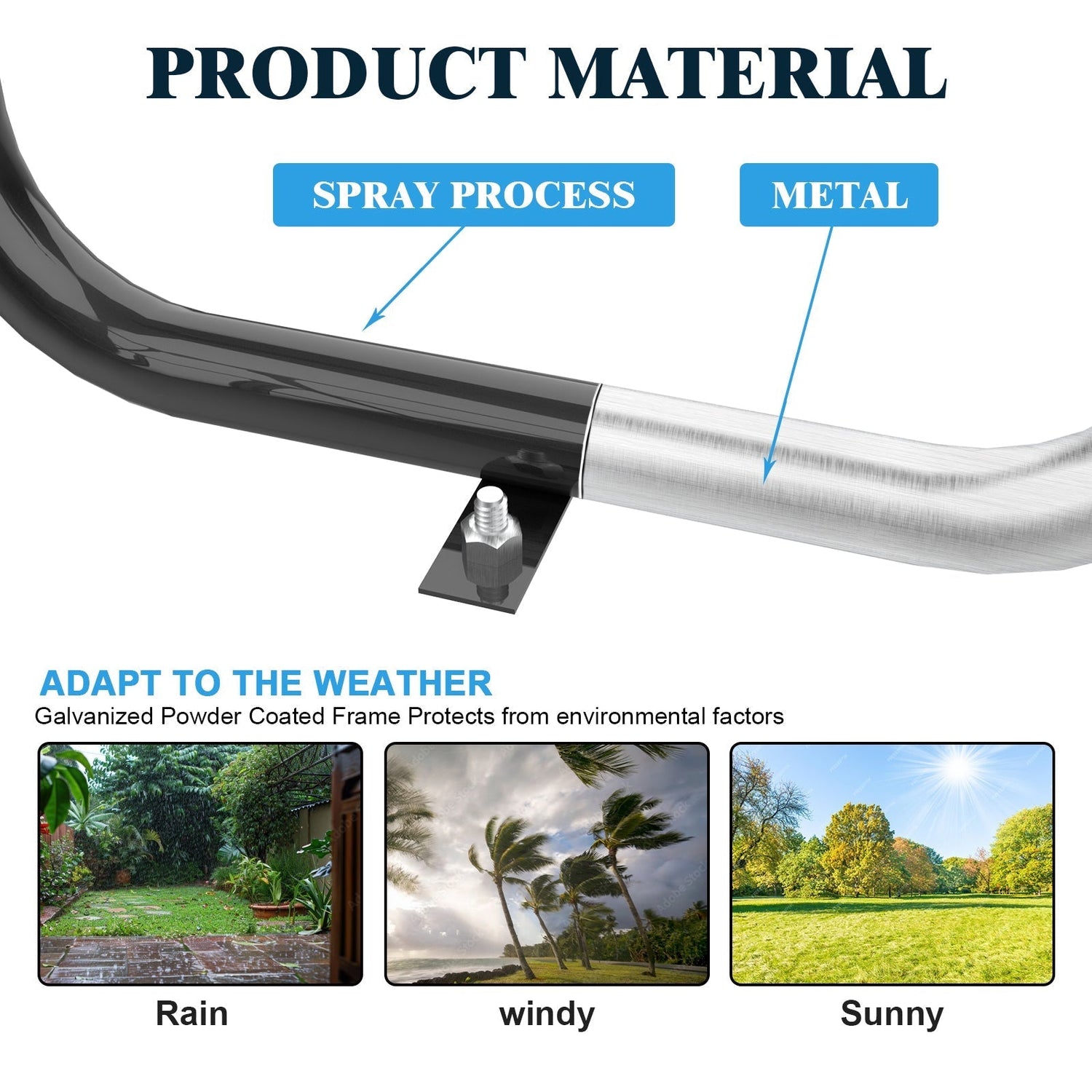 46” Square Metal Picnic Table with Umbrella Hole