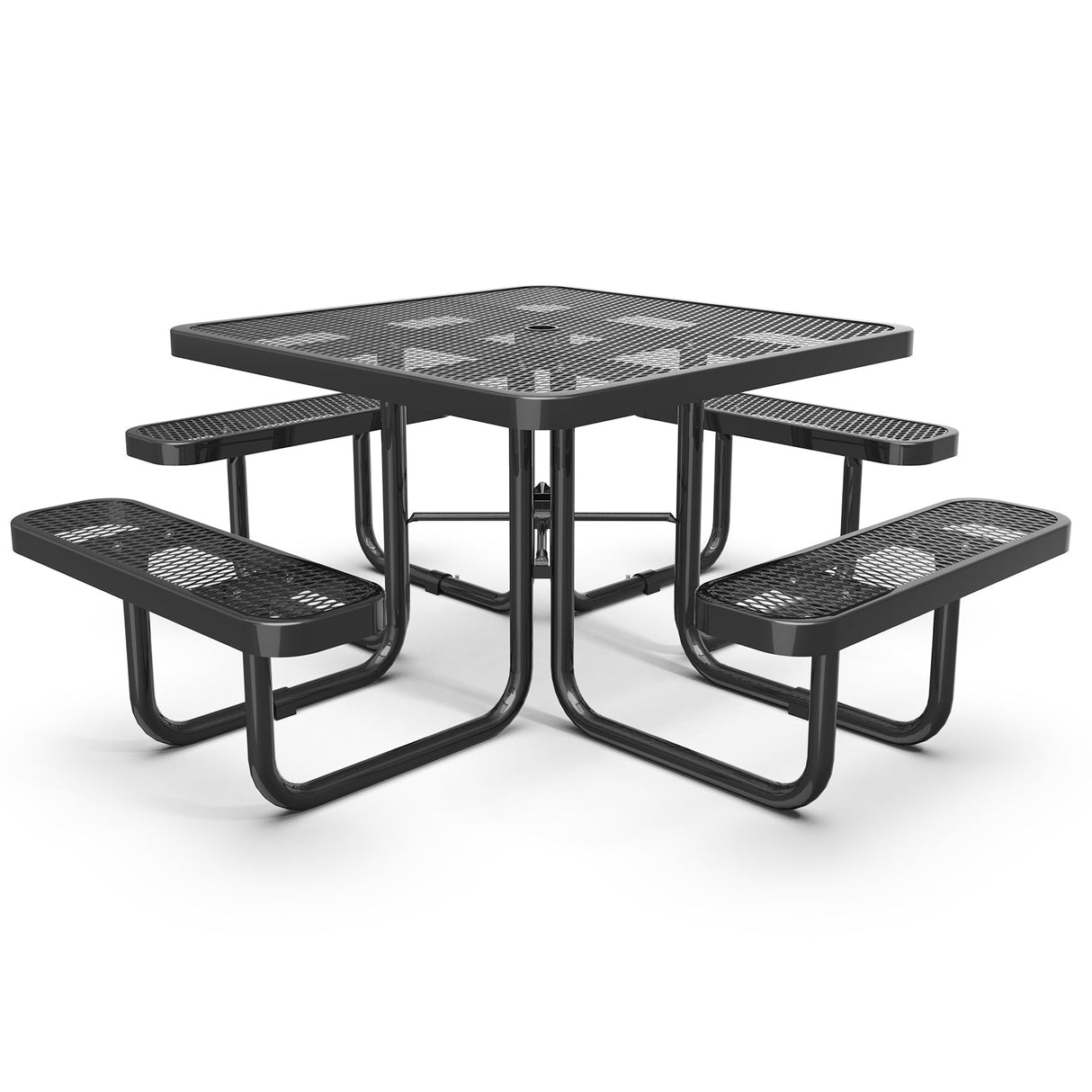 46” Square Metal Picnic Table with Umbrella Hole