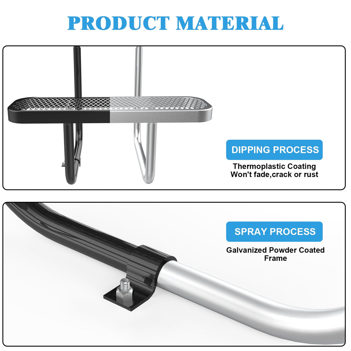 46” Square Metal Picnic Table with Umbrella Hole