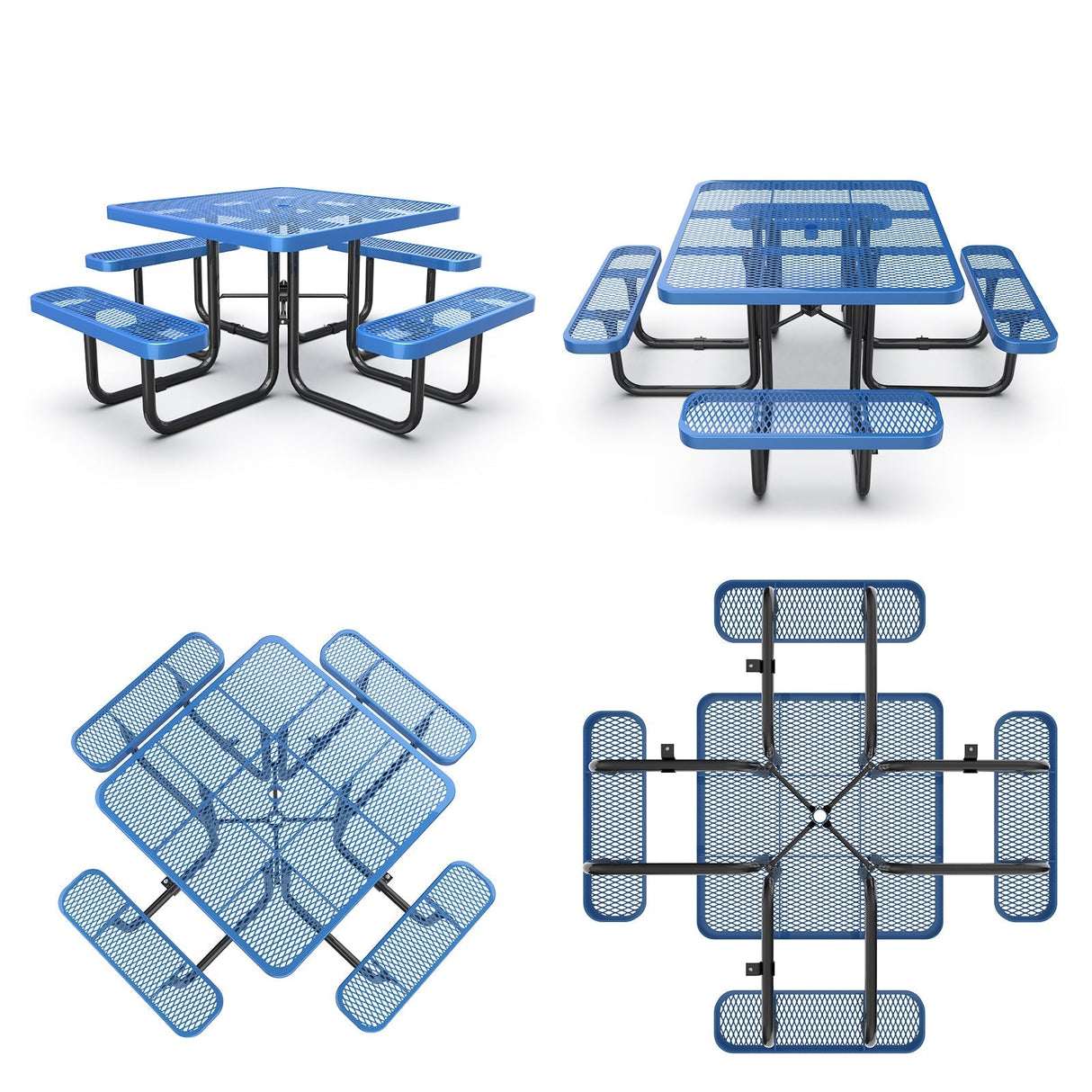 46” Square Metal Picnic Table with Umbrella Hole