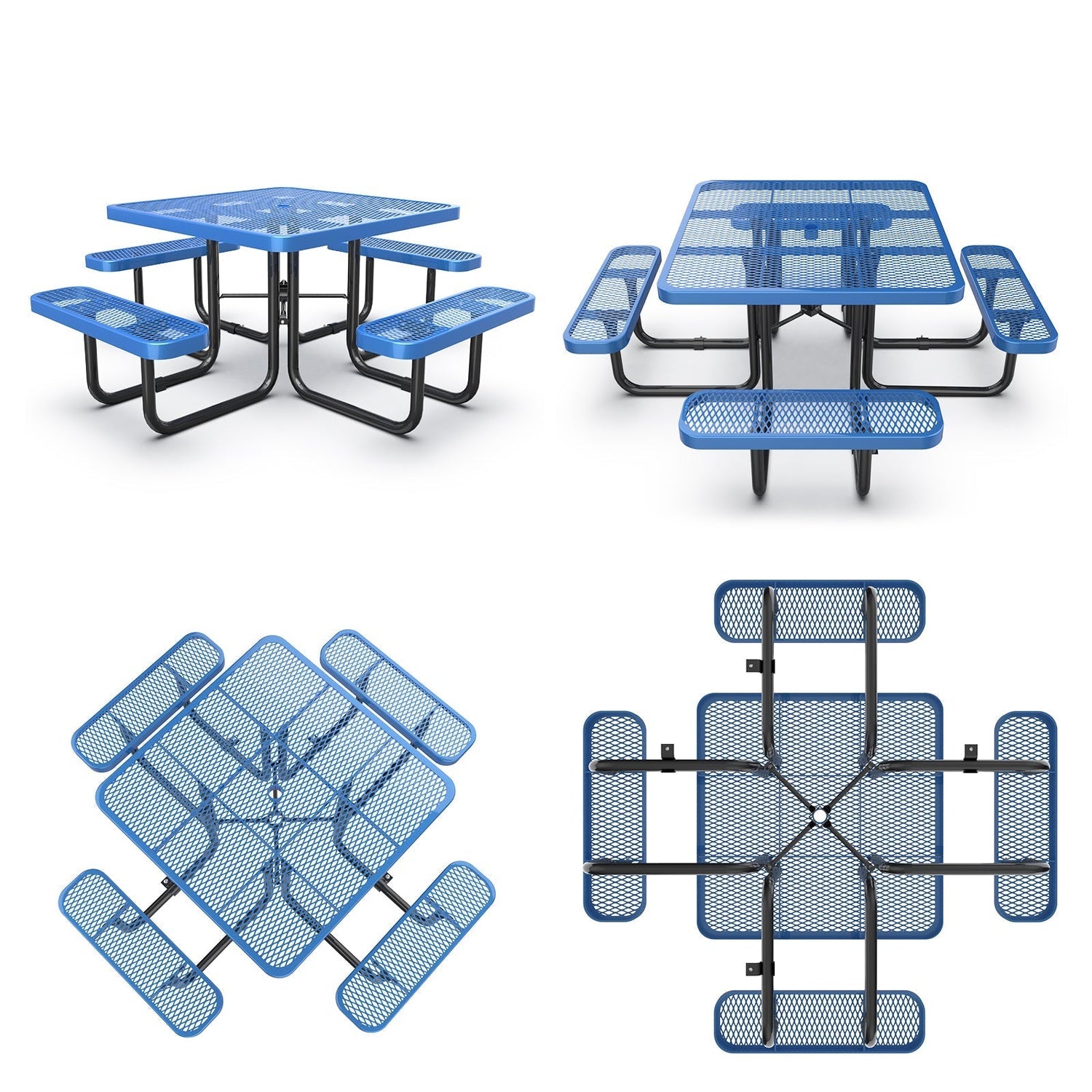 46” Square Metal Picnic Table with Umbrella Hole