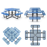 46” Square Metal Picnic Table with Umbrella Hole