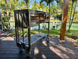 Tagwood BBQ Argentine Wood Fire & Charcoal Gaucho Grill BBQ18SS Stainless Steel Freestanding Grill with Shovel Poker & Heavy-Duty Casters for Mobility PRE-ORDER
