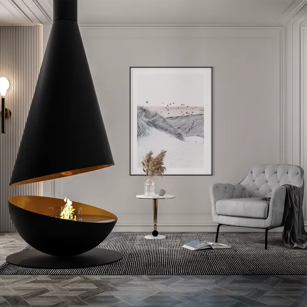 HearthArtSinn Shine 7 Luxury Hemispherical Hanging Fireplace