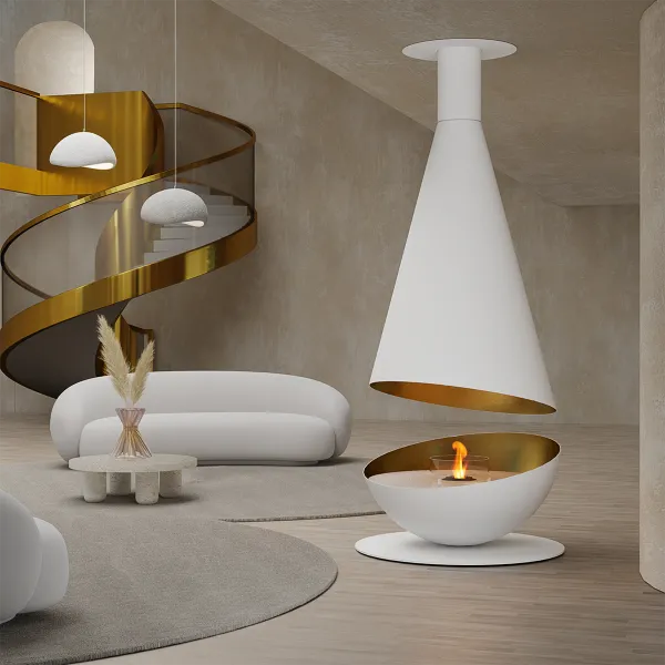 HearthArtSinn Shine 7 Luxury Hemispherical Hanging Fireplace