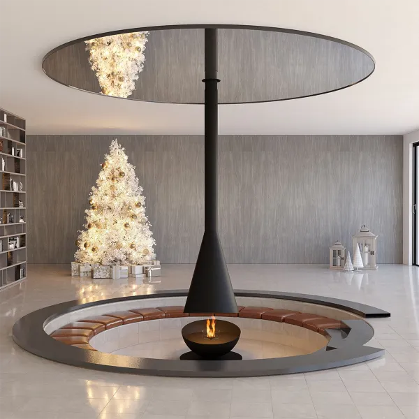 HearthArtSinn Shine 7 Luxury Hemispherical Hanging Fireplace