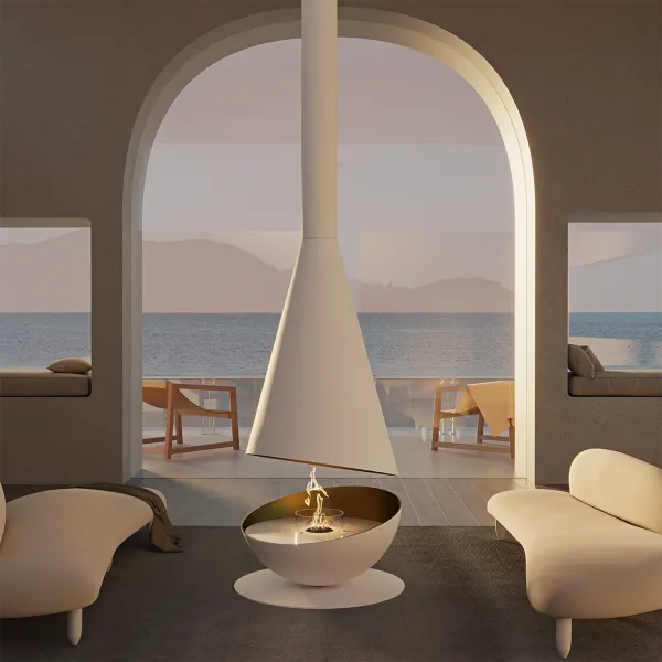 HearthArtSinn Shine 7 Luxury Hemispherical Hanging Fireplace