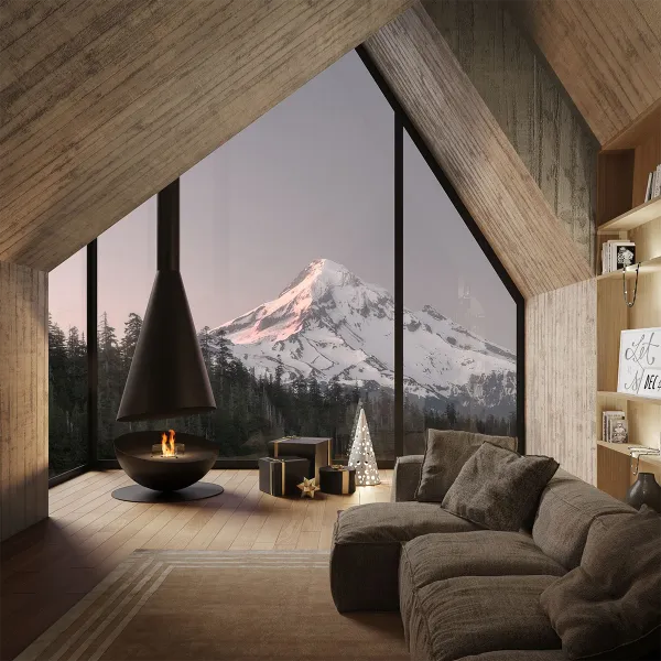 HearthArtSinn Shine 7 Luxury Hemispherical Hanging Fireplace