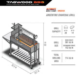 Tagwood BBQ Argentine Santa Maria 68" Stainless Steel Wood Fire and Charcoal Gaucho Grill BBQ03SS