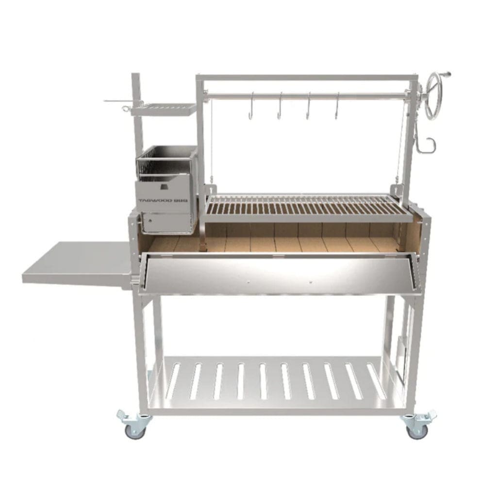 Tagwood BBQ Argentine Santa Maria 68" Stainless Steel Wood Fire and Charcoal Gaucho Grill BBQ03SS