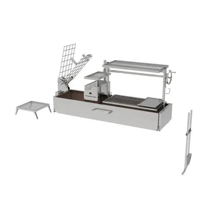 Tagwood BBQ Argentine Santa Maria 74" Stainless Steel Wood Fire and Charcoal Grill BBQ08SS