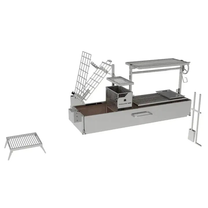 Tagwood BBQ Argentine Santa Maria 74" Stainless Steel Wood Fire and Charcoal Grill BBQ08SS