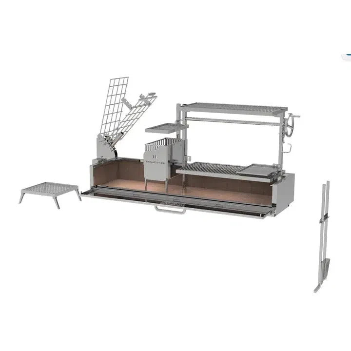 Tagwood BBQ Argentine Santa Maria 74" Stainless Steel Wood Fire and Charcoal Grill BBQ08SS