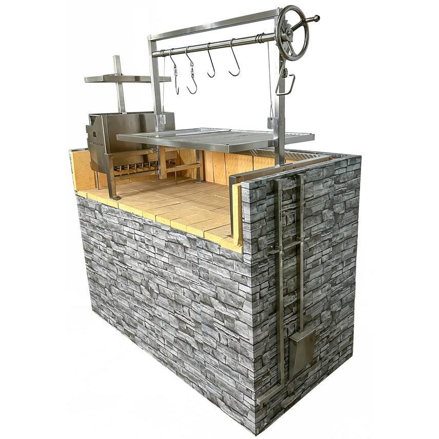Tagwood BBQ Argentine Santa Maria 40" Insert Style Stainless Steel Wood Fire and Charcoal Gaucho Grill With Firebricks BBQ09SS