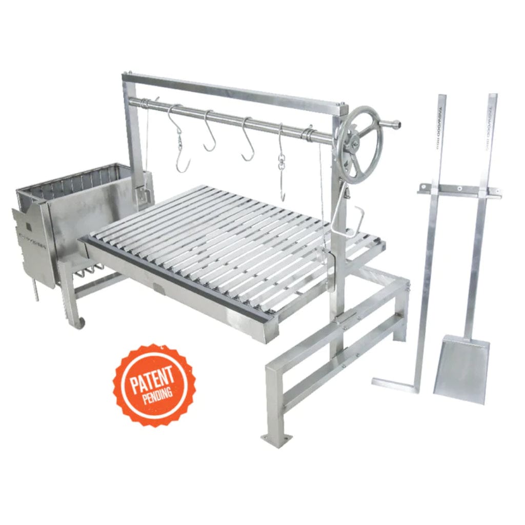 Tagwood BBQ Argentine Santa Maria 40" Insert Style Stainless Steel Wood Fire and Charcoal Gaucho Grill With Firebricks BBQ09SS
