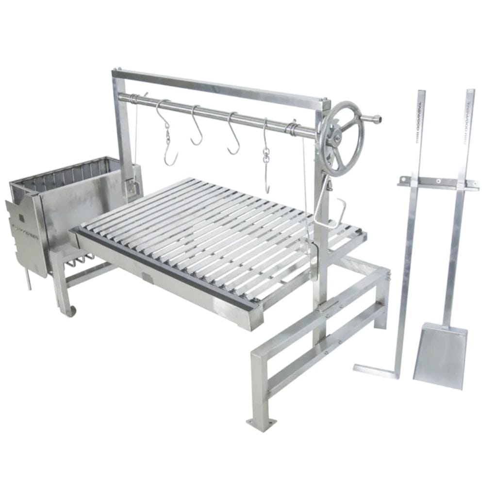 Tagwood BBQ Argentine Santa Maria 40" Insert Style Stainless Steel Wood Fire and Charcoal Gaucho Grill With Firebricks BBQ09SS
