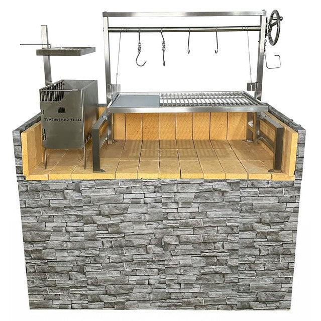 Tagwood BBQ Argentine Santa Maria 40" Insert Style Stainless Steel Wood Fire and Charcoal Gaucho Grill With Firebricks BBQ09SS