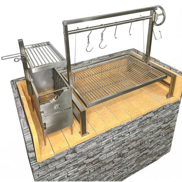 Tagwood BBQ Argentine Santa Maria 40" Insert Style Stainless Steel Wood Fire and Charcoal Gaucho Grill With Firebricks BBQ09SS