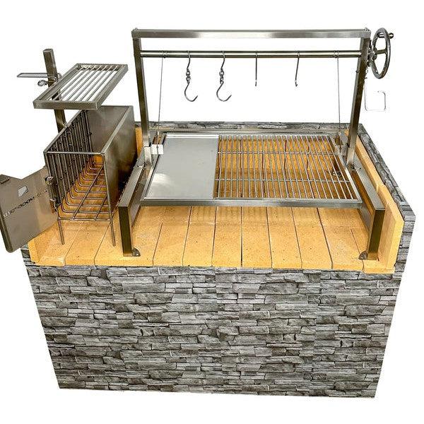 Tagwood BBQ Argentine Santa Maria 40" Insert Style Stainless Steel Wood Fire and Charcoal Gaucho Grill With Firebricks BBQ09SS
