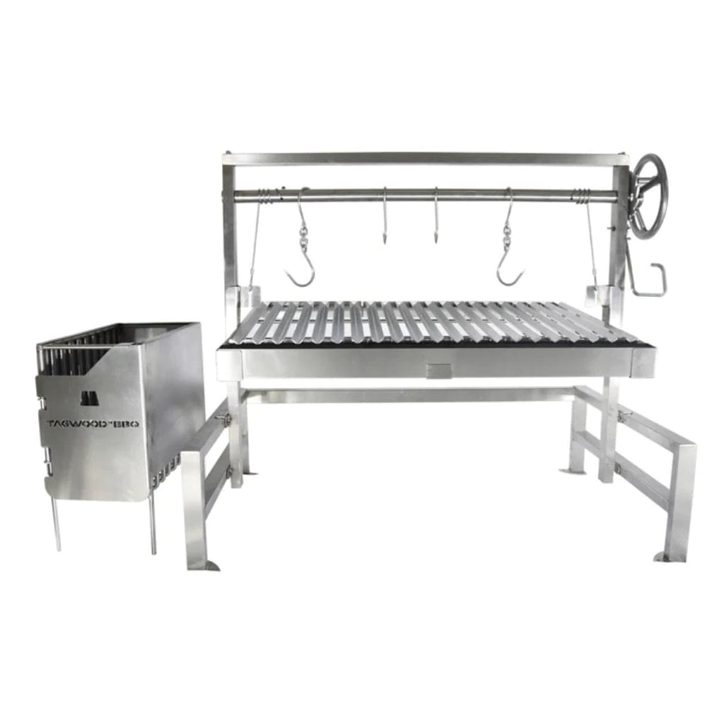 Tagwood BBQ Argentine Santa Maria 40" Insert Style Stainless Steel Wood Fire and Charcoal Gaucho Grill With Firebricks BBQ09SS
