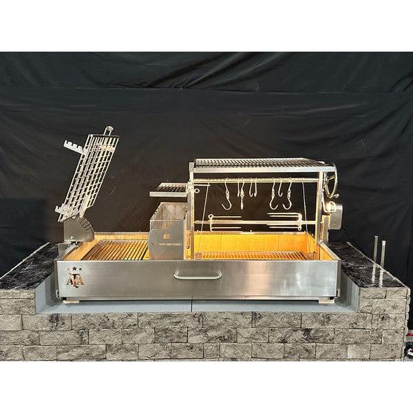 Tagwood BBQ Argentine Santa Maria 73" Stainless Steel Built-In Wood Fire and Charcoal Gaucho Grill BBQ28SS