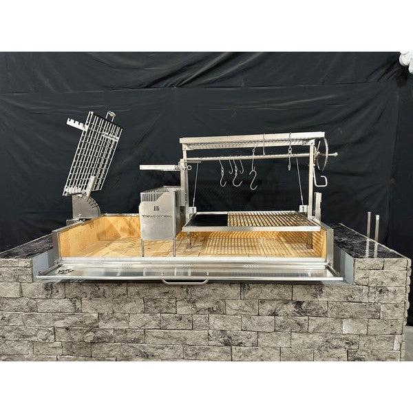 Tagwood BBQ Argentine Santa Maria 73" Stainless Steel Built-In Wood Fire and Charcoal Gaucho Grill BBQ28SS