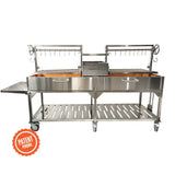 Tagwood BBQ Double Argentine Santa Maria 116" Stainless Steel Wood Fire and Charcoal Grill BBQ24SS