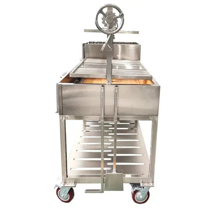 Tagwood BBQ Double Argentine Santa Maria 116" Stainless Steel Wood Fire and Charcoal Grill BBQ24SS