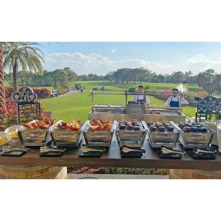 Tagwood BBQ Double Argentine Santa Maria 116" Stainless Steel Wood Fire and Charcoal Grill BBQ24SS