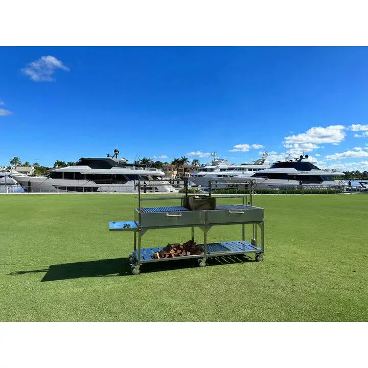 Tagwood BBQ Double Argentine Santa Maria 116" Stainless Steel Wood Fire and Charcoal Grill BBQ24SS