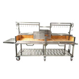 Tagwood BBQ Double Argentine Santa Maria 116" Stainless Steel Wood Fire and Charcoal Grill BBQ24SS