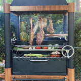 Tagwood BBQ The Beast Argentine Santa Maria Style 36" x 17" Stainless Steel Wood Fire and Charcoal Gaucho Grill BBQ02SI