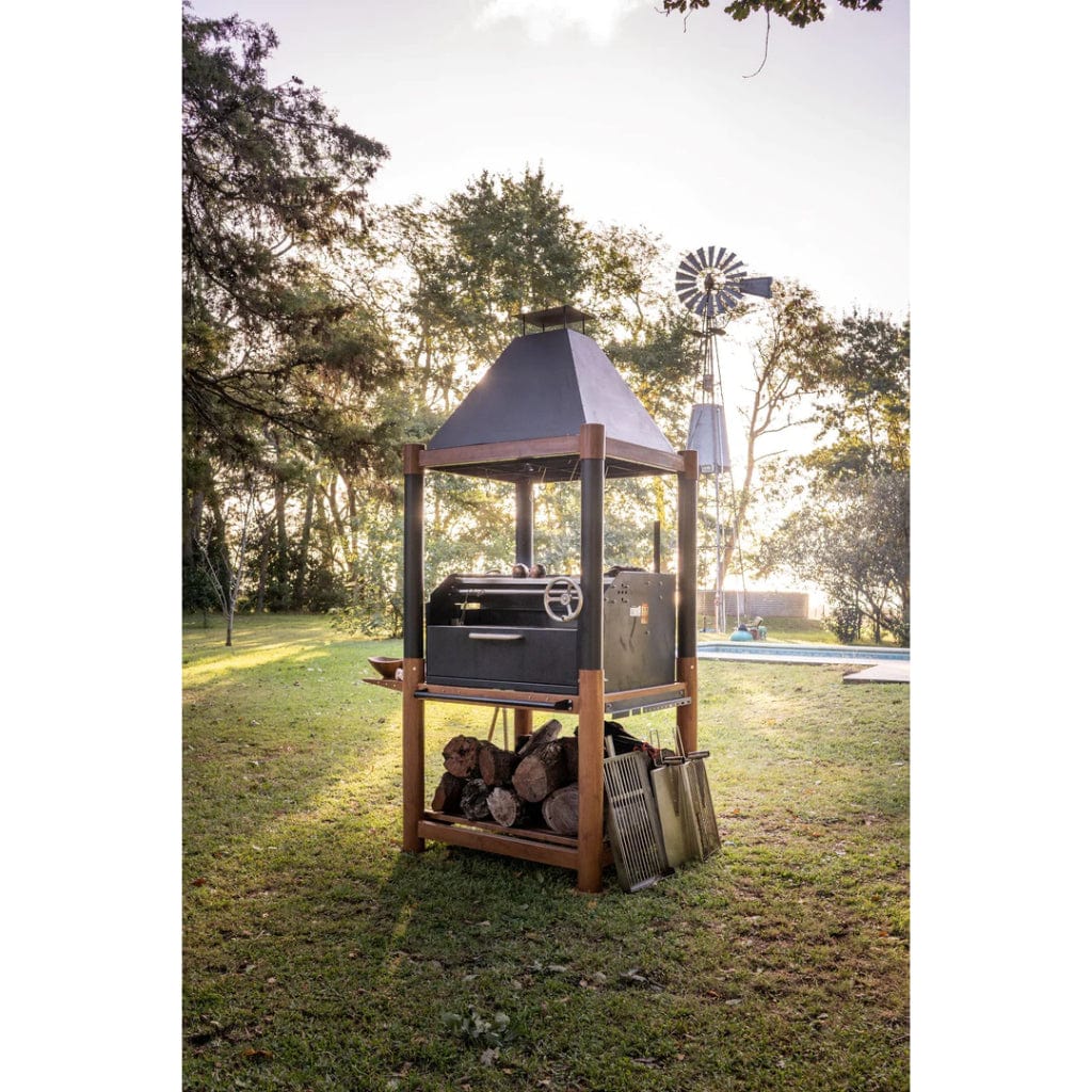 Tagwood BBQ The Beast Argentine Santa Maria Style 36" x 17" Stainless Steel Wood Fire and Charcoal Gaucho Grill BBQ02SI