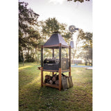 Tagwood BBQ The Beast Argentine Santa Maria Style 36" x 17" Stainless Steel Wood Fire and Charcoal Gaucho Grill BBQ02SI