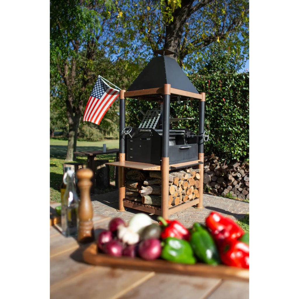 Tagwood BBQ The Beast Argentine Santa Maria Style 36" x 17" Stainless Steel Wood Fire and Charcoal Gaucho Grill BBQ02SI