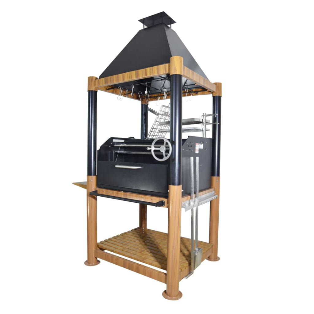 Tagwood BBQ The Beast Argentine Santa Maria Style 36" x 17" Stainless Steel Wood Fire and Charcoal Gaucho Grill BBQ02SI