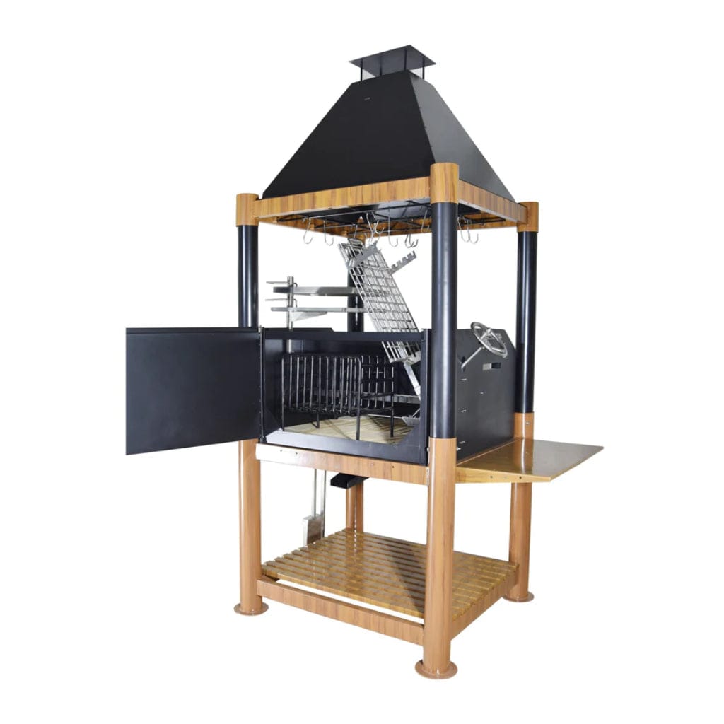 Tagwood BBQ The Beast Argentine Santa Maria Style 36" x 17" Stainless Steel Wood Fire and Charcoal Gaucho Grill BBQ02SI