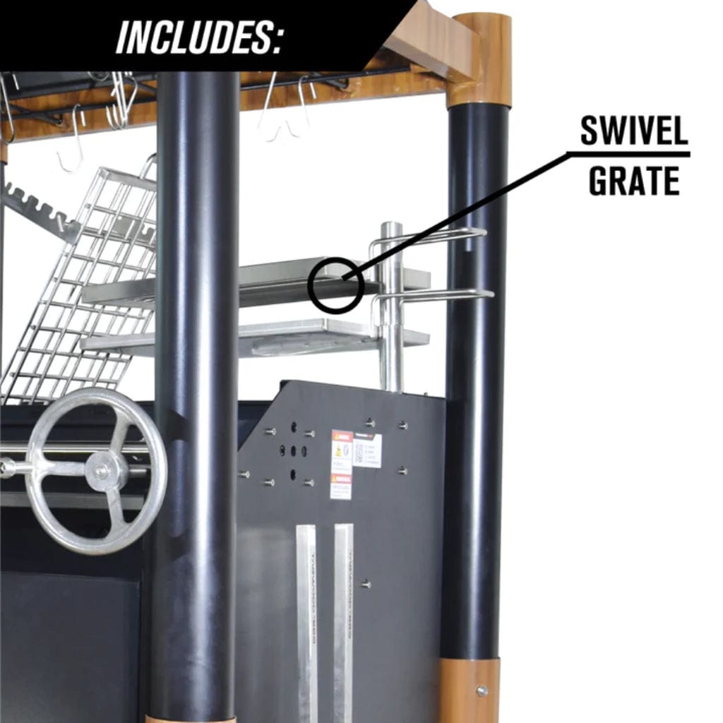 Tagwood BBQ The Beast Argentine Santa Maria Style 36" x 17" Stainless Steel Wood Fire and Charcoal Gaucho Grill BBQ02SI