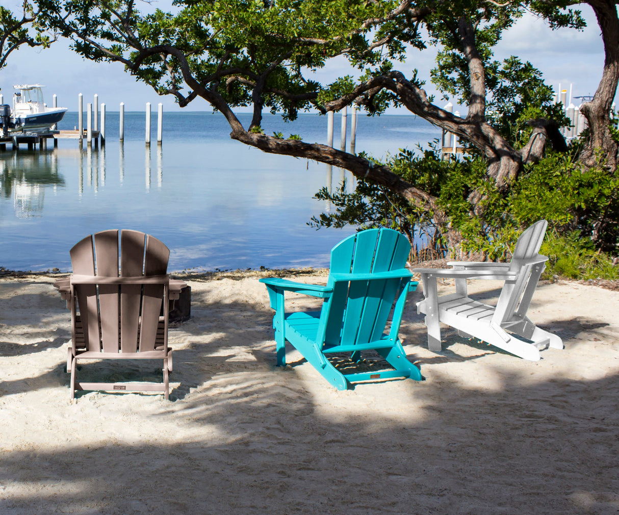 Panama Jack Polyresin Folding Taupe Adirondack Chair