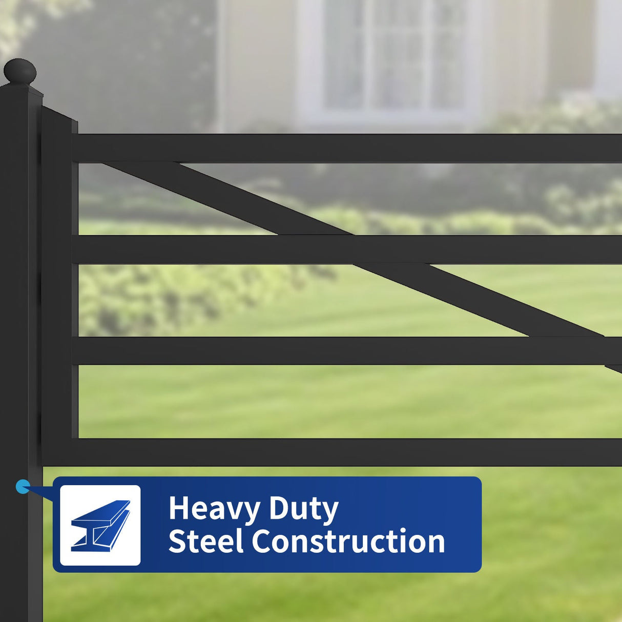 Chery Industrial 20 ft Farm Metal Driveway Gate with Diagonal Tubes, Dual Swing