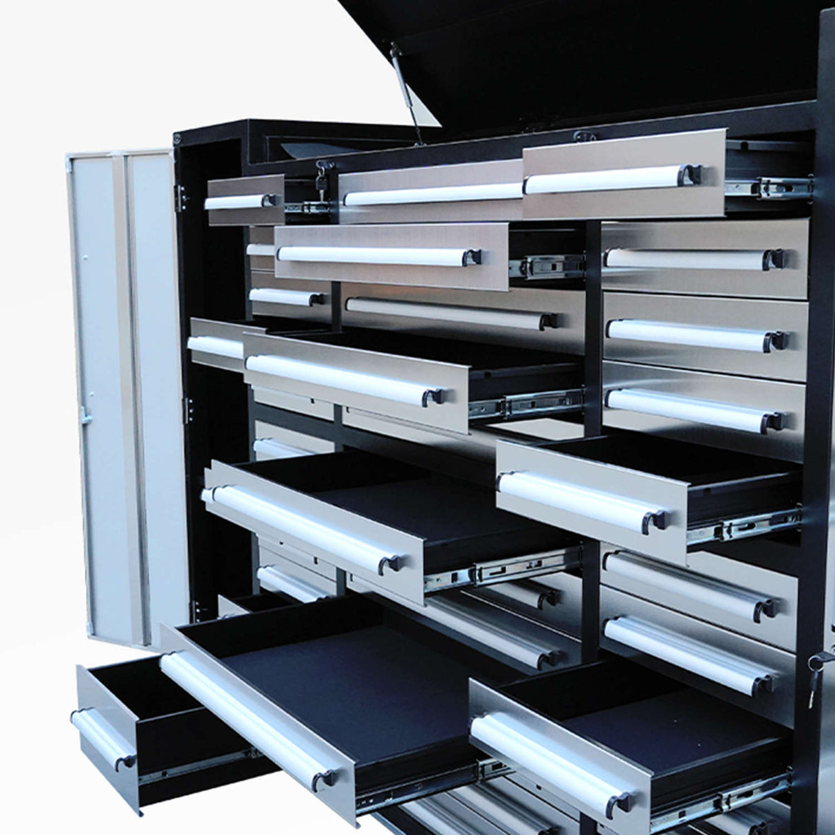 Chery Industrial 9 ft Garage Storage Cabinet with 34 Drawers & 2 Cabinets