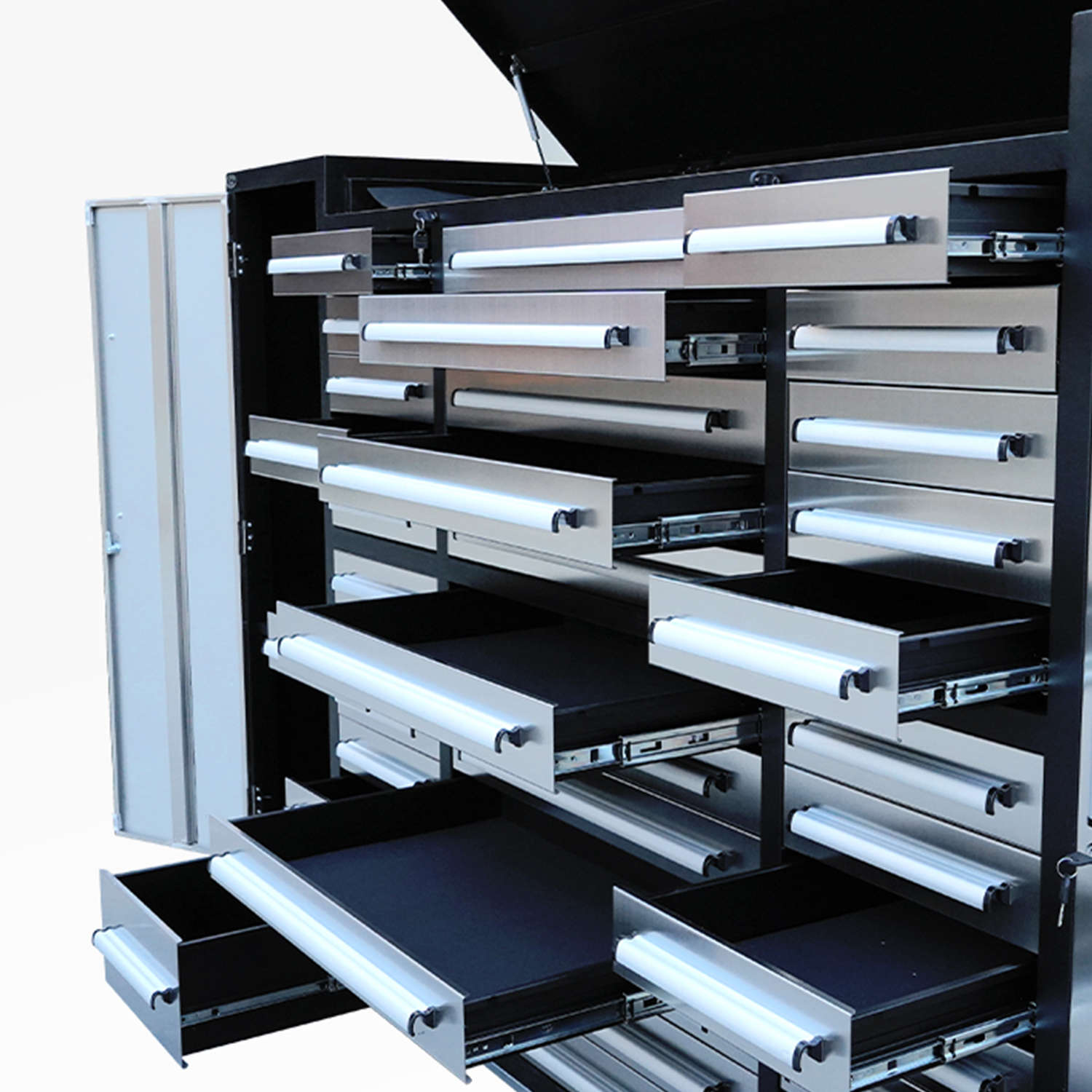 Chery Industrial 9 ft Garage Storage Cabinet with 34 Drawers & 2 Cabinets