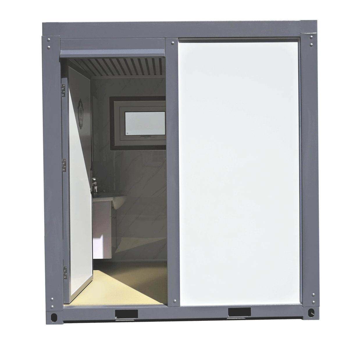 Portable Toilet with Fan‑Shaped Door Shower