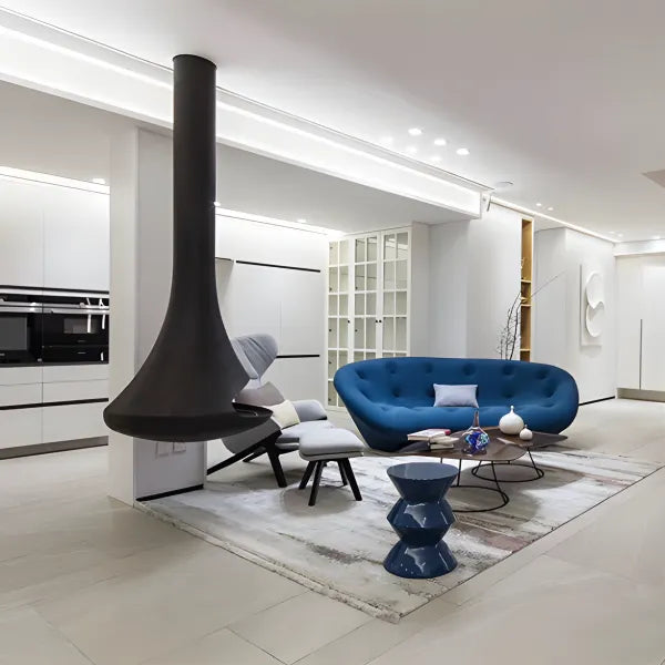 HearthArtSinn Shine 4 Luxury Hanging Trumpet Curved Fireplace