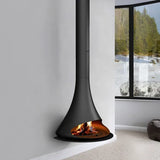 HearthArtSinn Shine 4 Luxury Hanging Trumpet Curved Fireplace