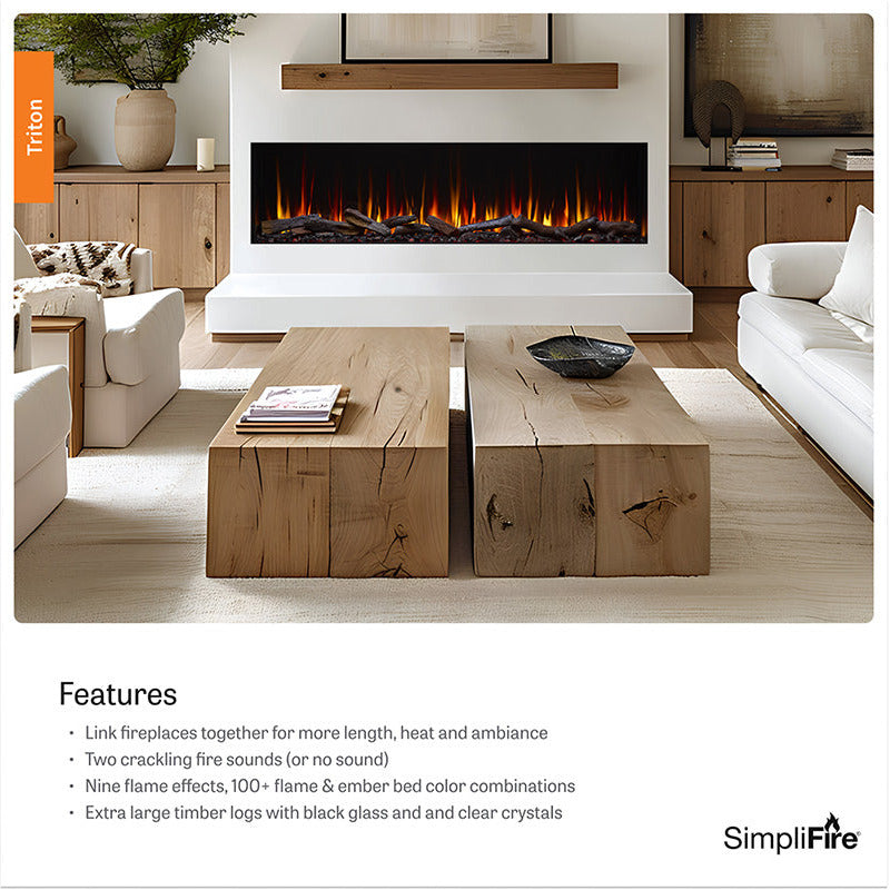 SimpliFire Triton 50-Inch Multi-View Smart Electric Fireplace