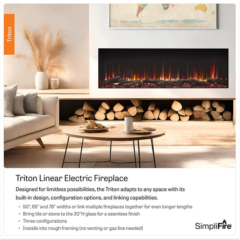 SimpliFire Triton 65-Inch Multi-View Smart Electric Fireplace