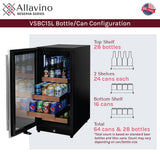 Allavino 15" Wide Reserva Series Stainless Steel Left Hinge Beverage Center