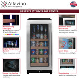 Allavino 15" Wide Reserva Series Stainless Steel Left Hinge Beverage Center