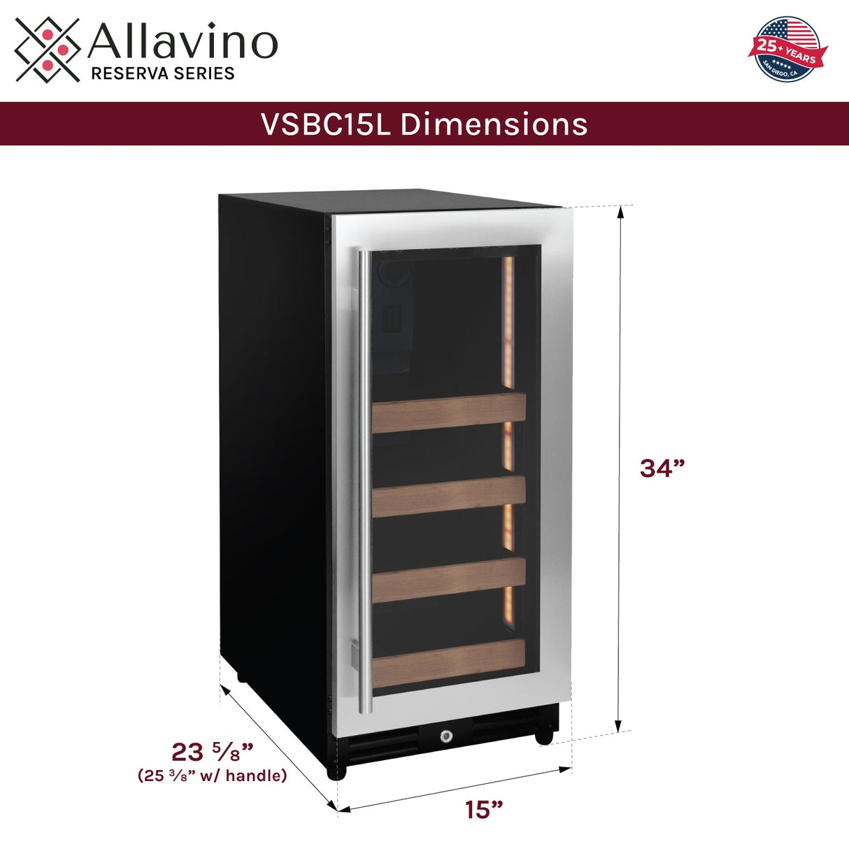 Allavino 15” Reserva Series Stainless Steel Right Hinge Beverage Center